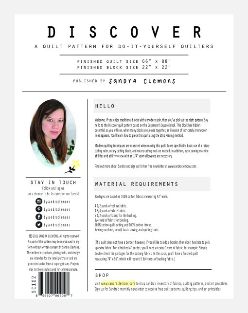 SC102 Discover Quilt Pattern Download - Image 2